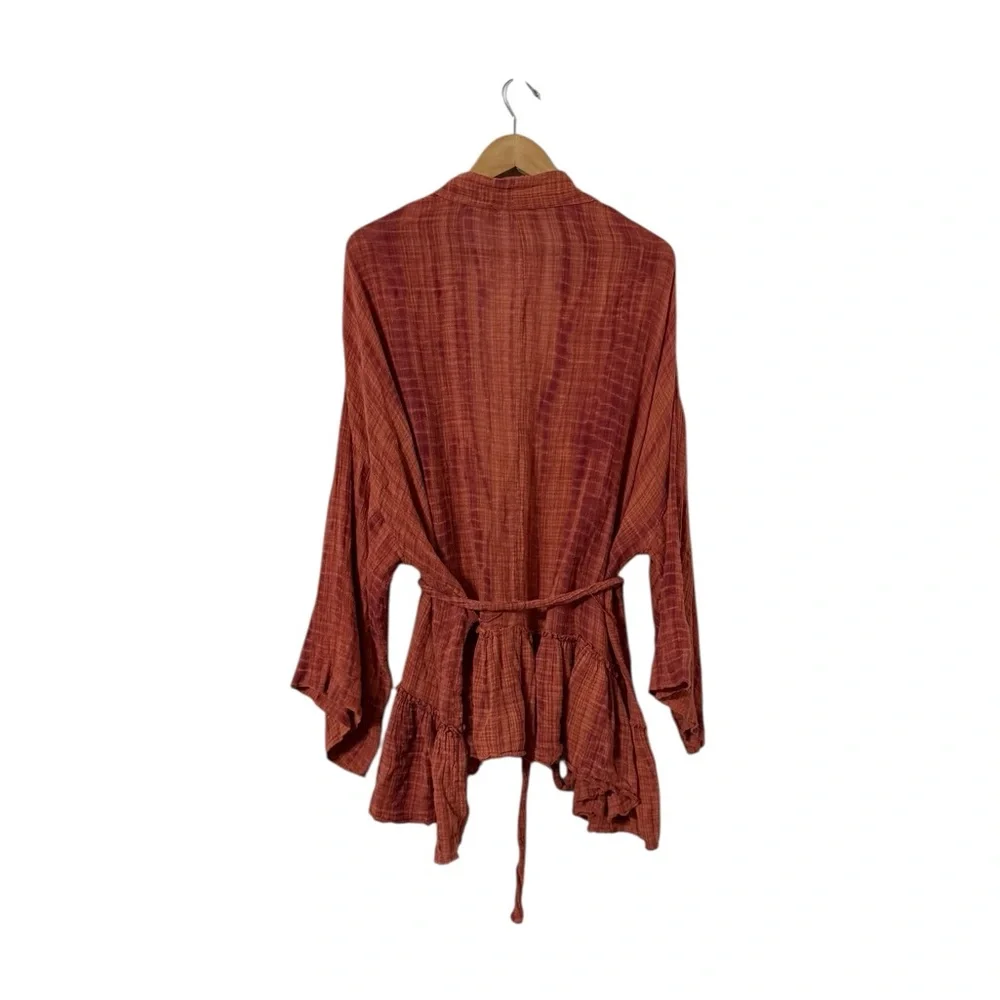 FREE PEOPLE Sasha Tie Dye Cotton Wrap Belted Kimono Cover Up